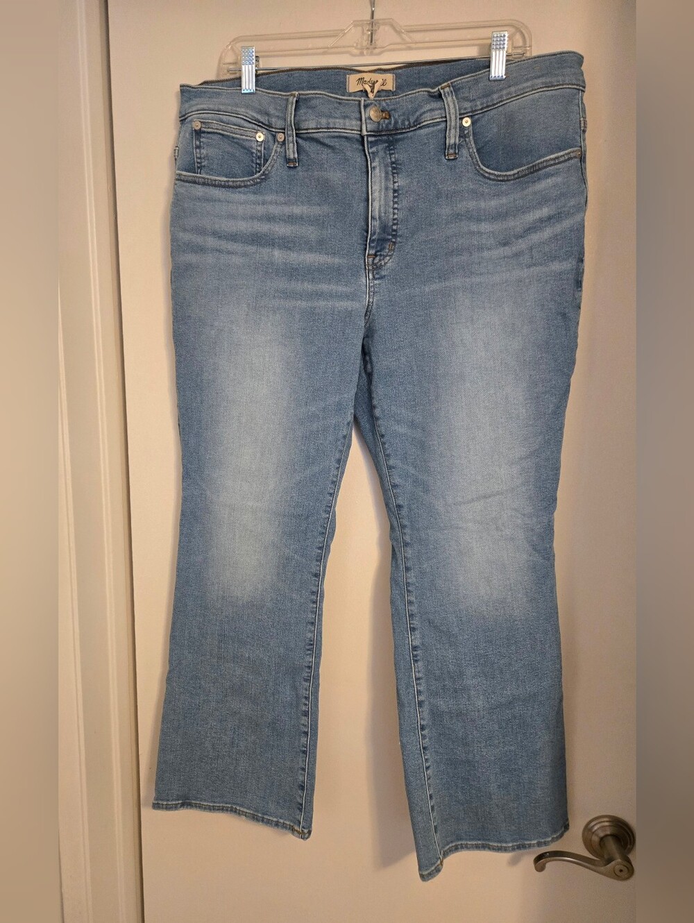 Madewell Mid-rise Kick Out Flare Jeans Medium Wash Stretch Denim